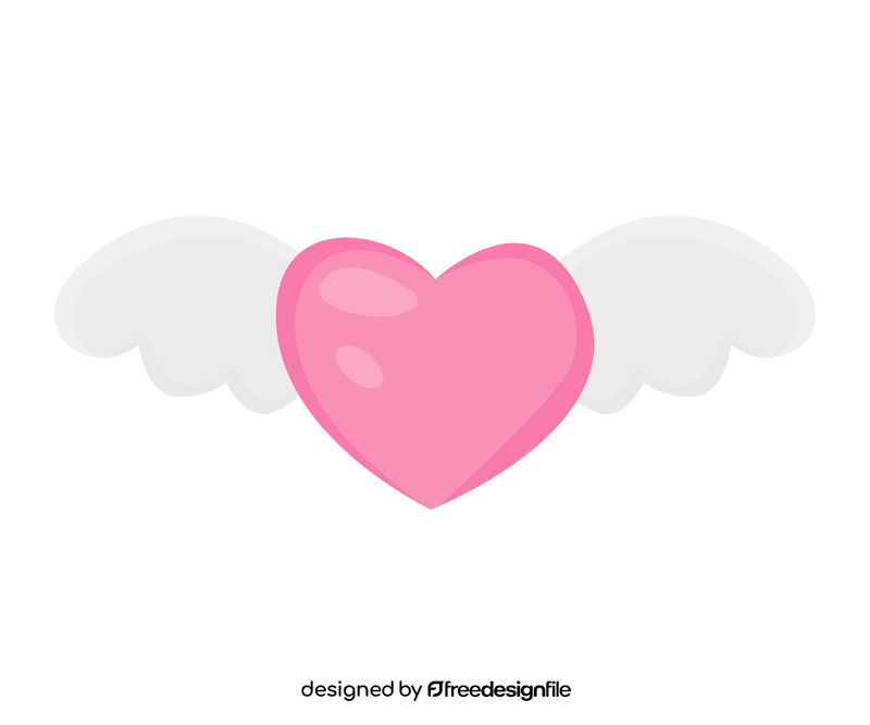Heart with wings drawing clipart