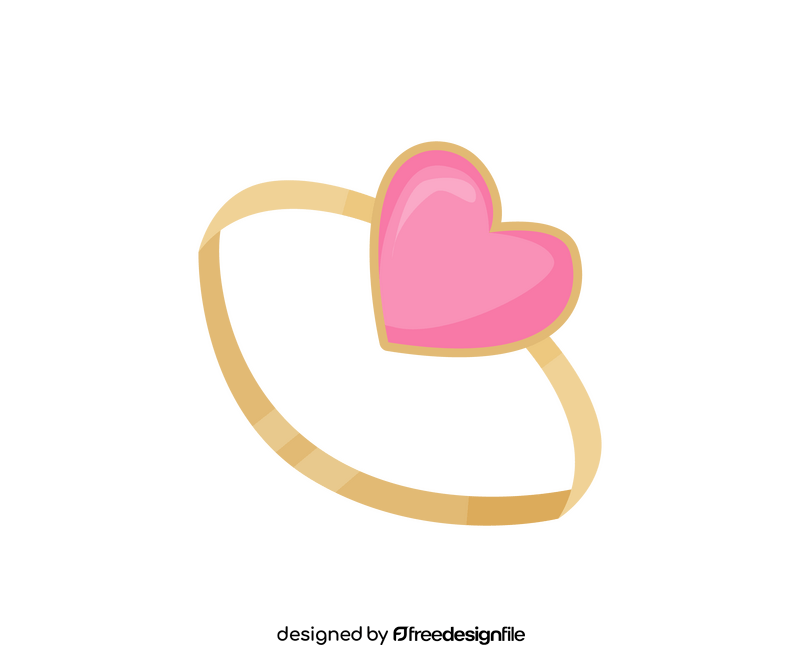 Gold heart shaped ring illustration clipart
