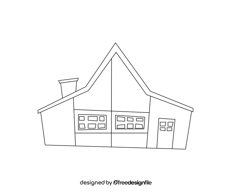 House cartoon black and white clipart