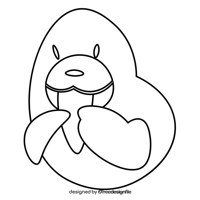Cute seal tongue black and white clipart