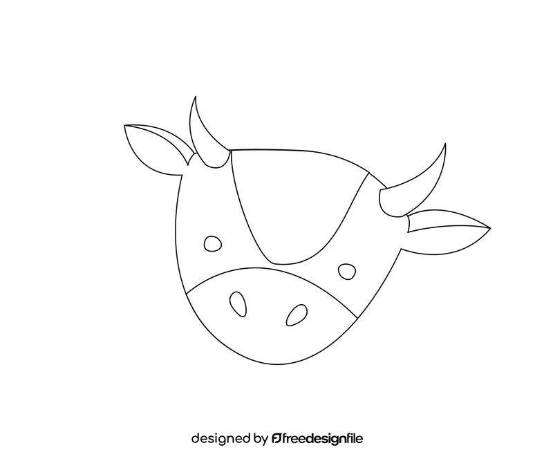 Cow face black and white clipart