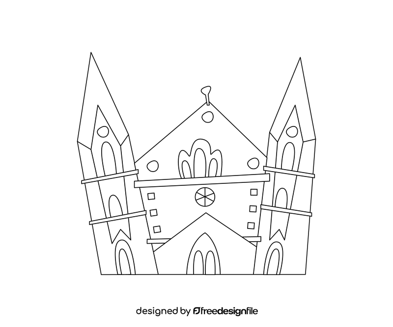 Church drawing black and white clipart