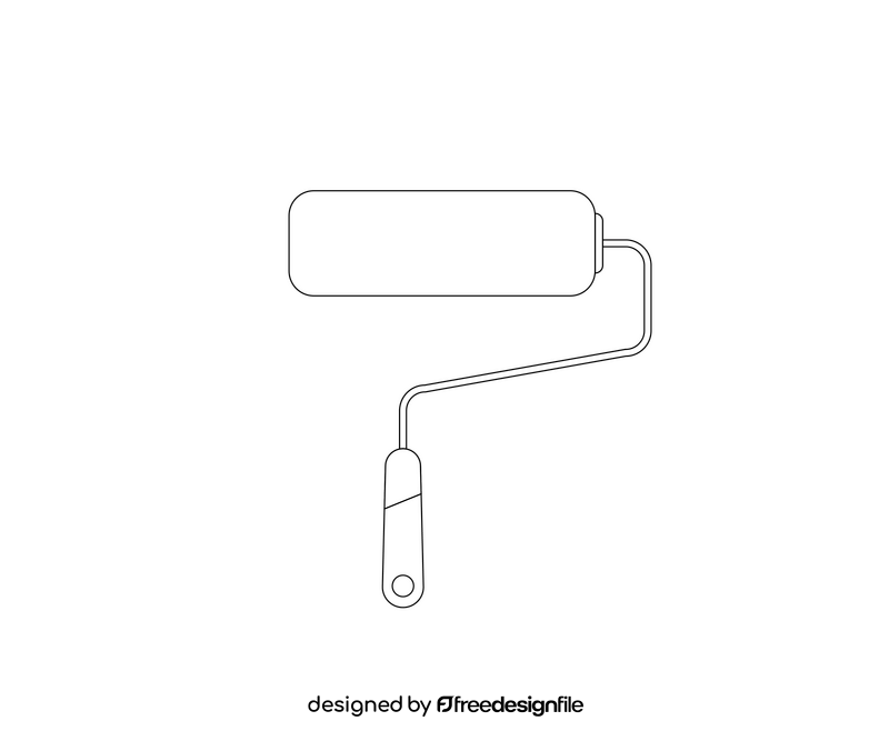 Paint roller brush illustration black and white clipart