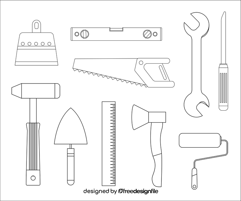 Repair tools black and white vector