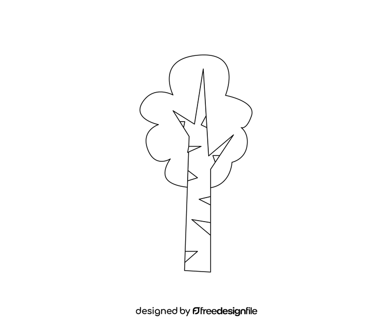 Birch tree black and white clipart