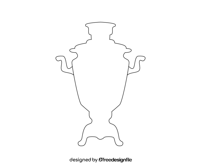 Russian samovar black and white clipart