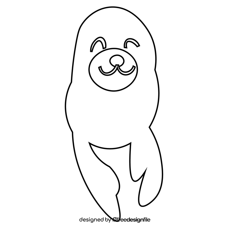 Seal smile black and white clipart