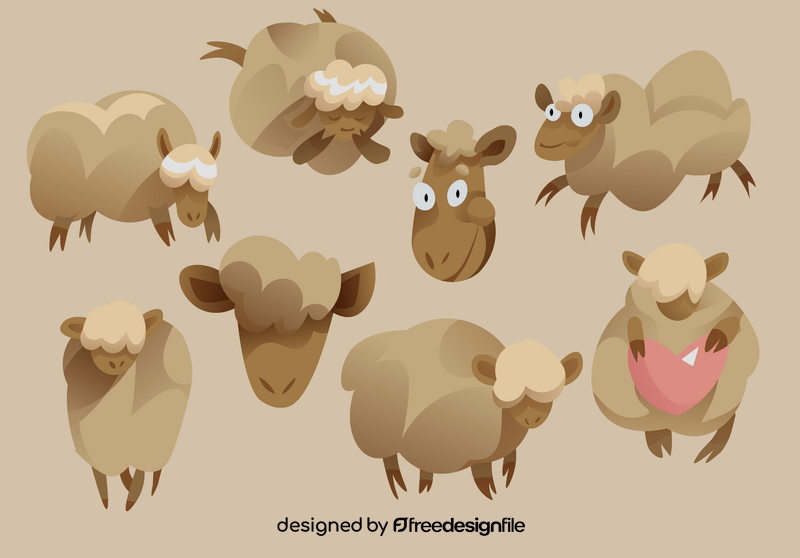 Sheep cartoon set vector