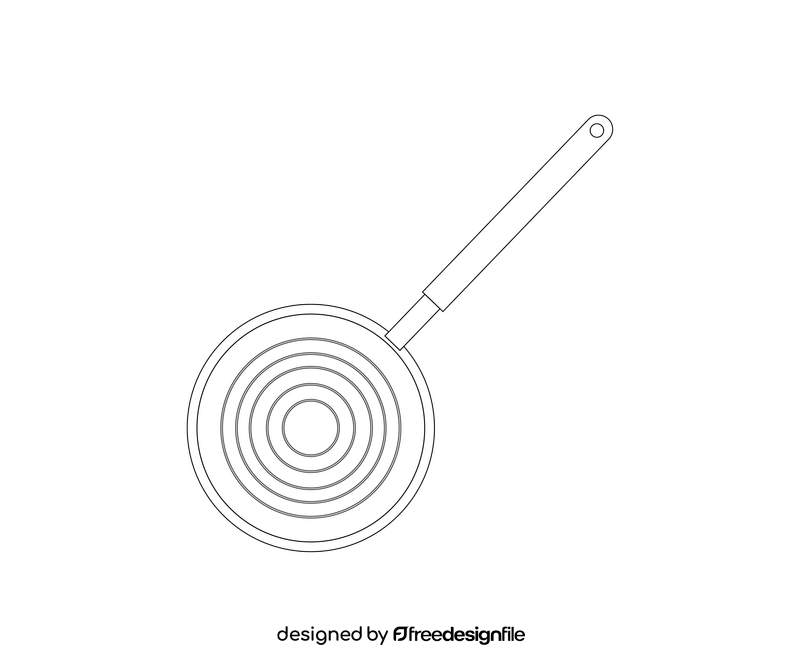 Frying pan top view drawing black and white clipart