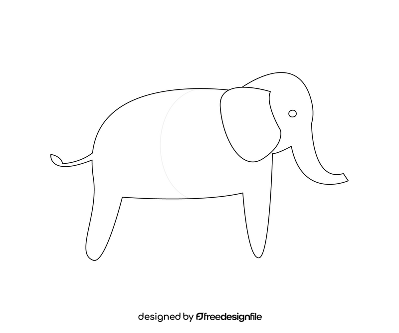 Elephant cartoon black and white clipart