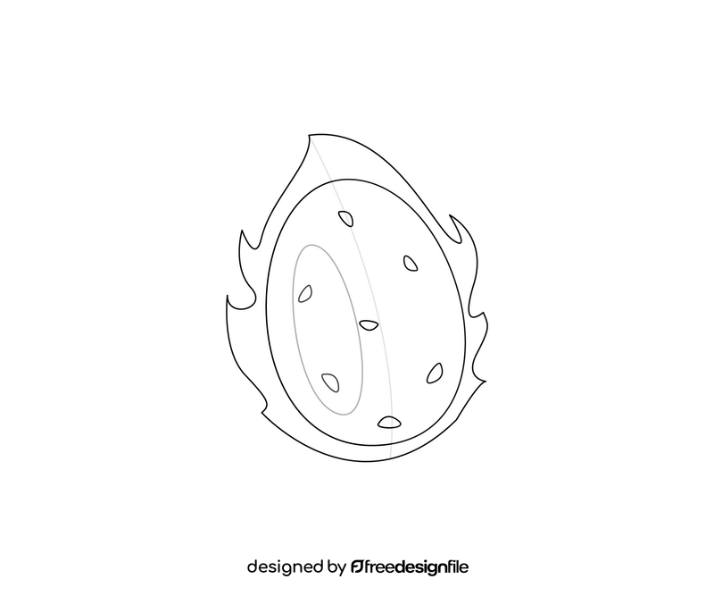 Dragon fruit illustration black and white clipart