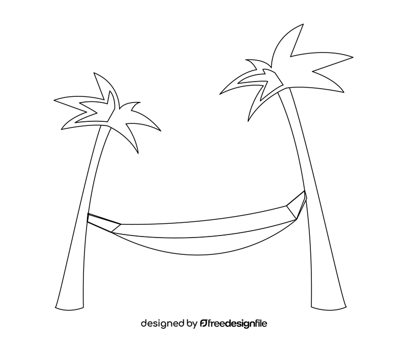 Hammock bed drawing black and white clipart