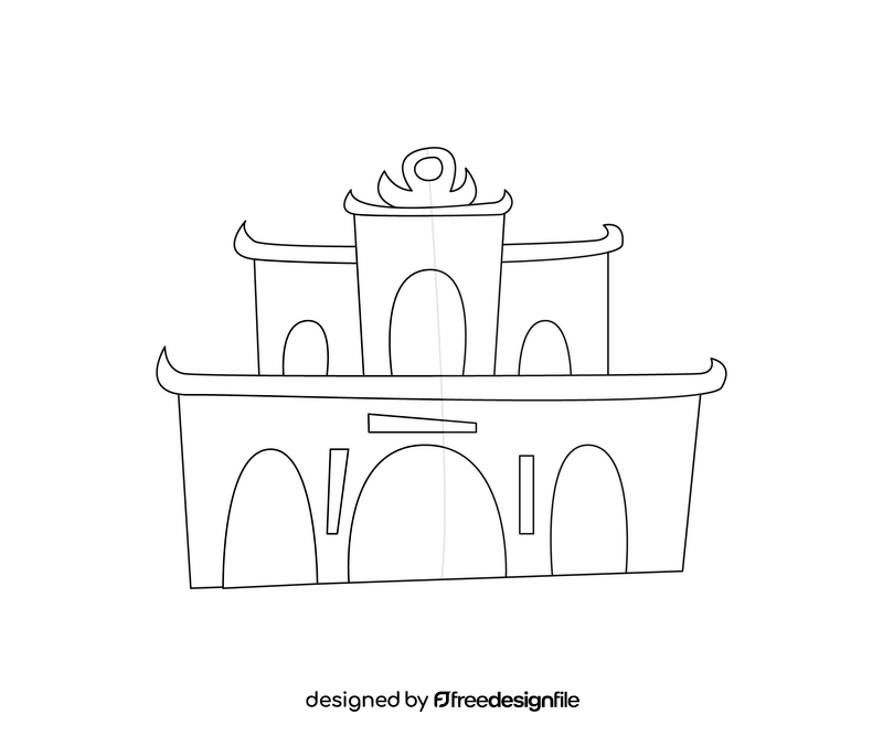 Thai palace black and white clipart