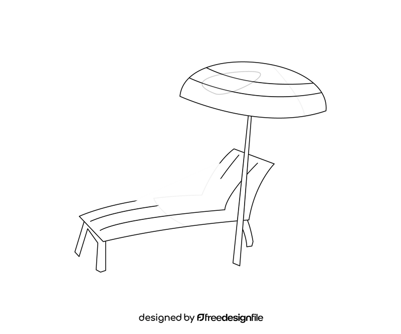 Beach lounger free black and white clipart