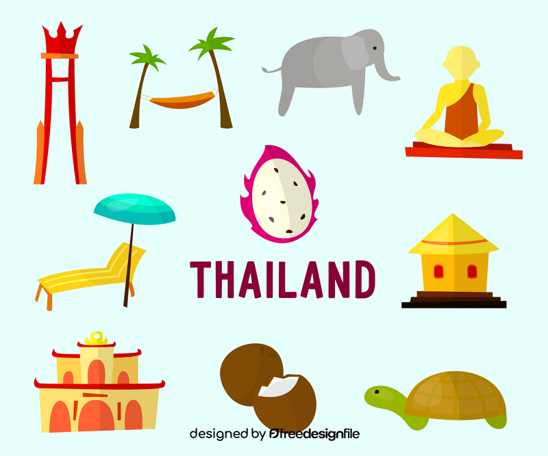 Thailand travel symbols vector