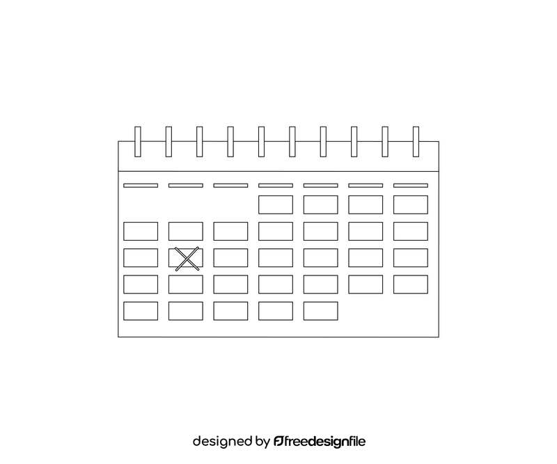 Free calendar black and white clipart