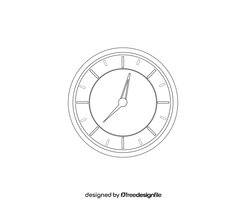 Cartoon clock black and white clipart