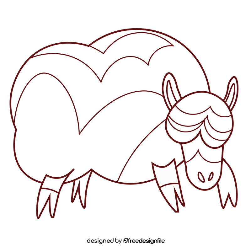 Sheep cartoon black and white clipart