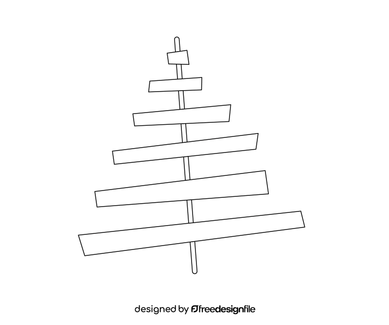 Cartoon spruce tree black and white clipart