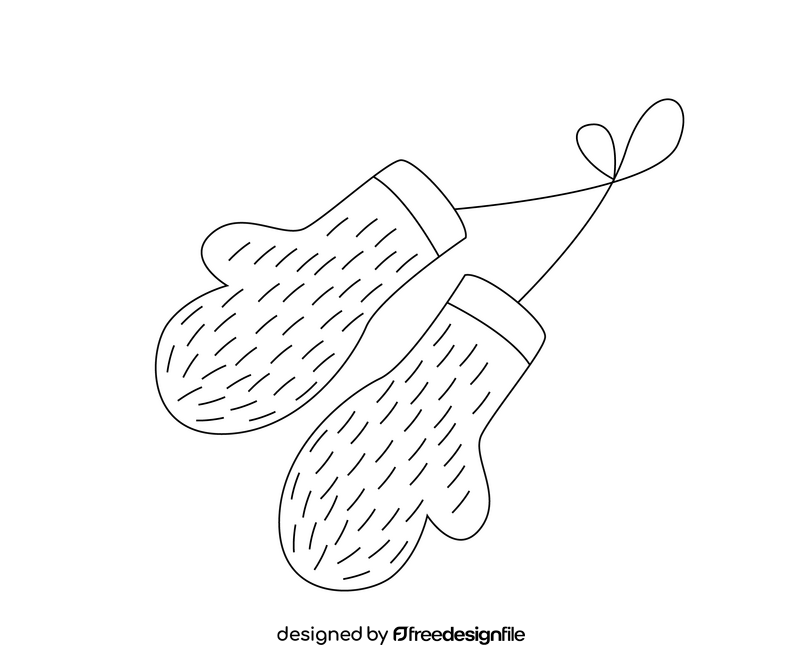 Mittens free black and white clipart