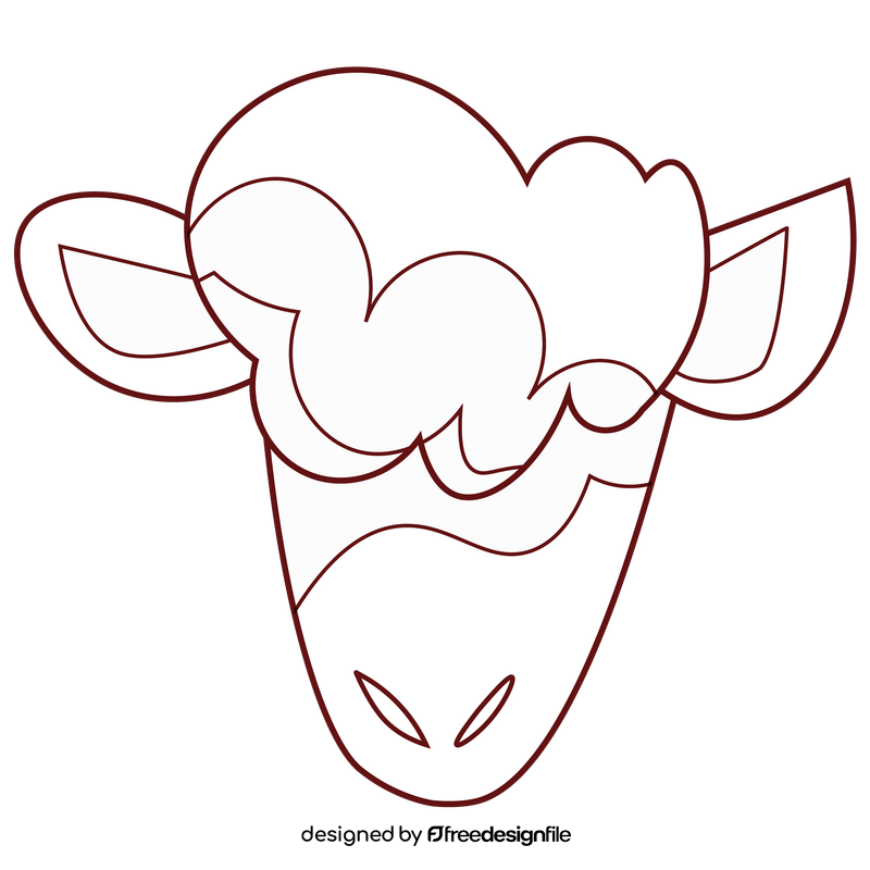 Sheep head black and white clipart