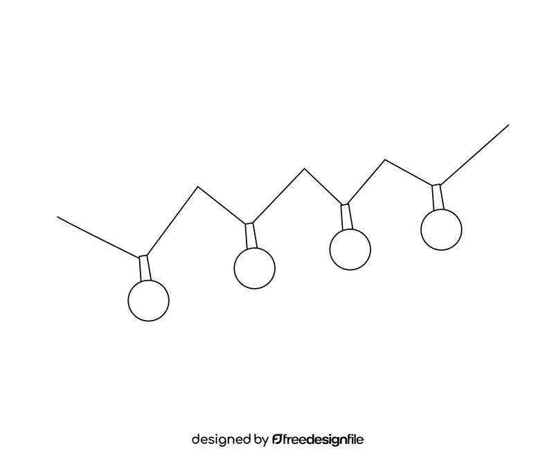 Garland of light bulbs black and white clipart
