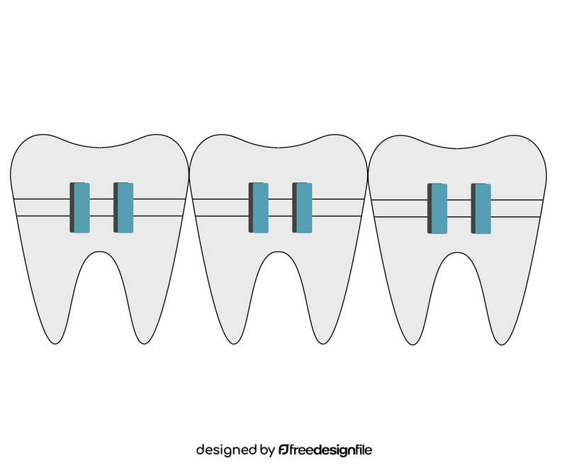Teeth with orthodontic braces clipart