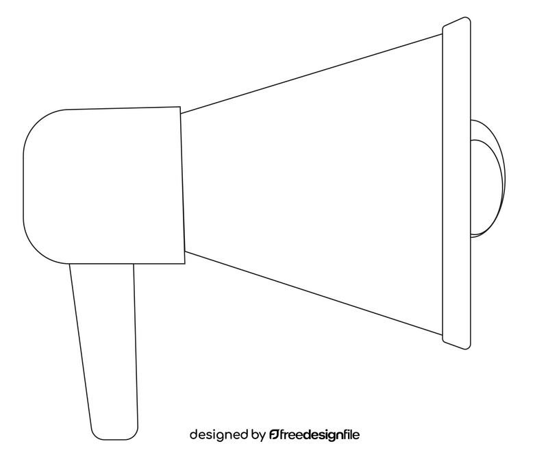 Hand megaphone speaker black and white clipart