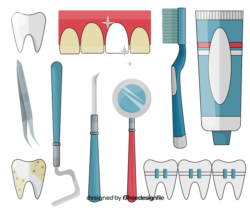 Dentist and dental equipment vector