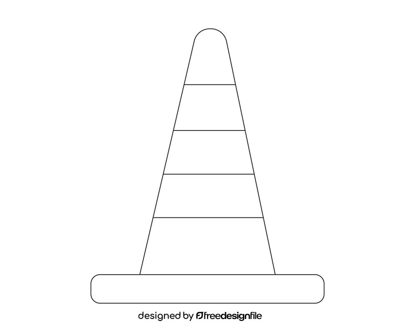 Cartoon traffic cone black and white clipart