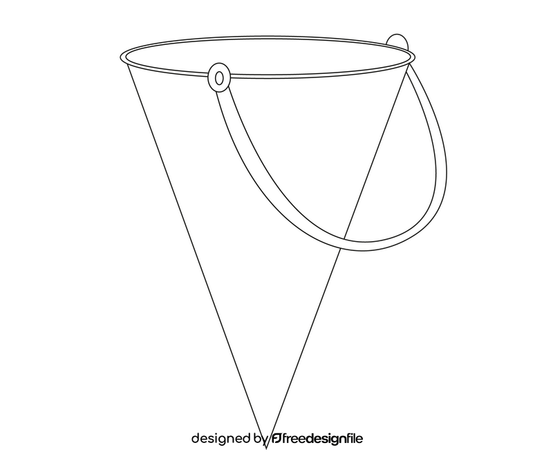 Cone shaped fire bucket black and white clipart