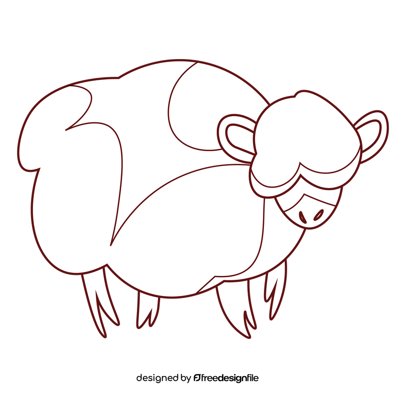 Sheep animal black and white clipart