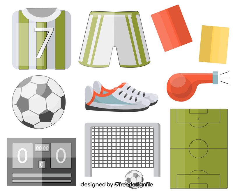 Soccer icons, set of football elements vector