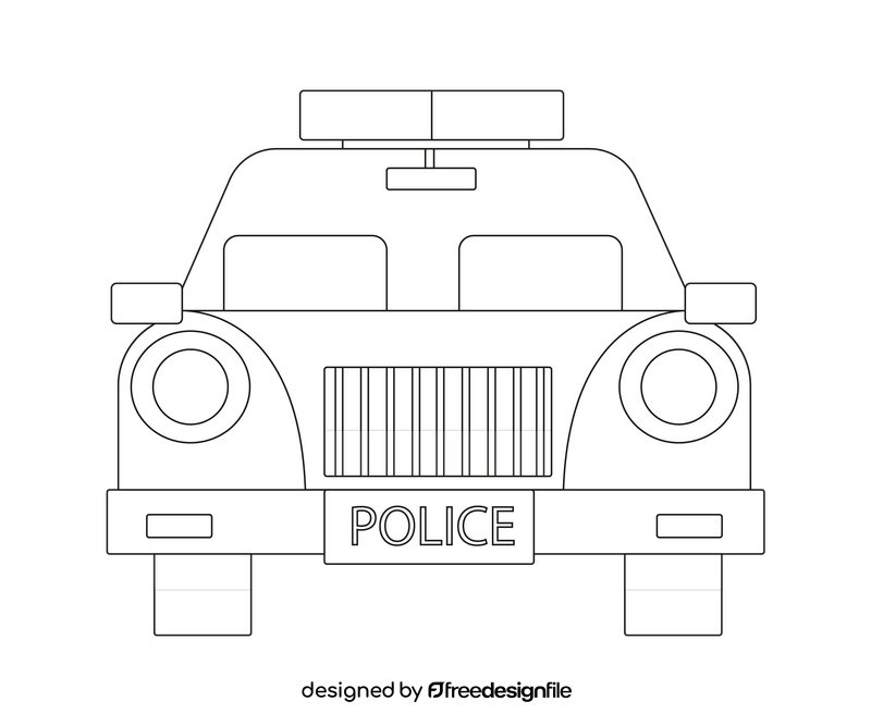 Cartoon police car black and white clipart vector free download