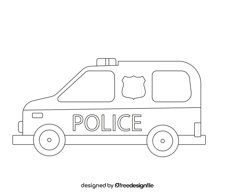 Police car free black and white clipart