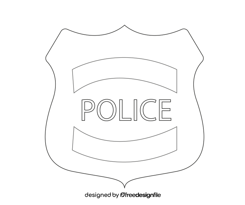 Police badge drawing black and white clipart