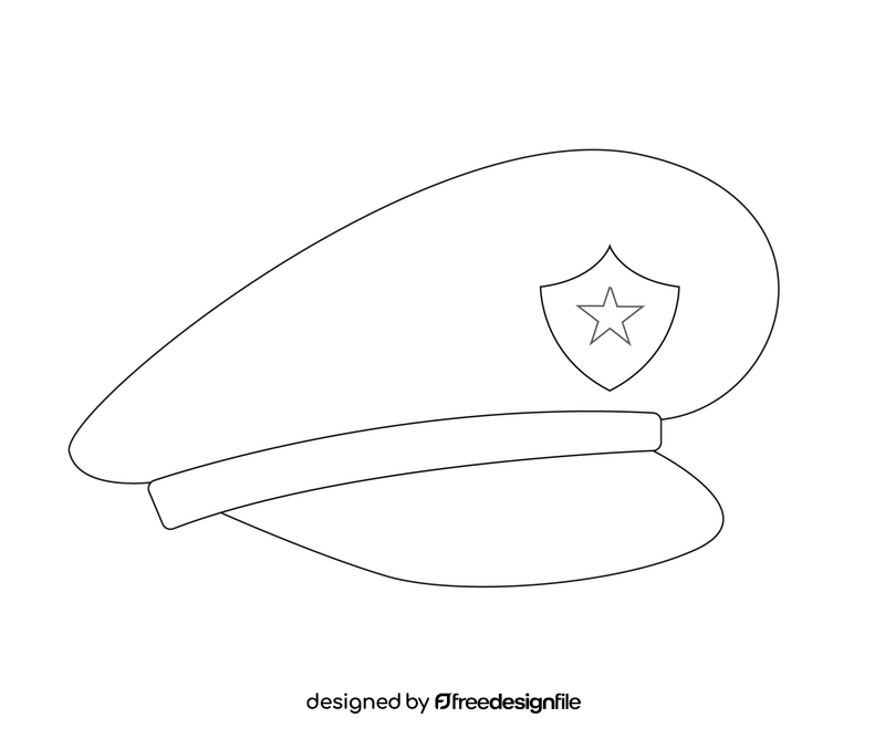 Cartoon police hat black and white clipart