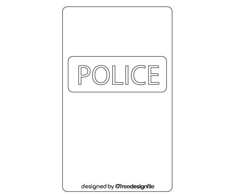 Police shield black and white clipart