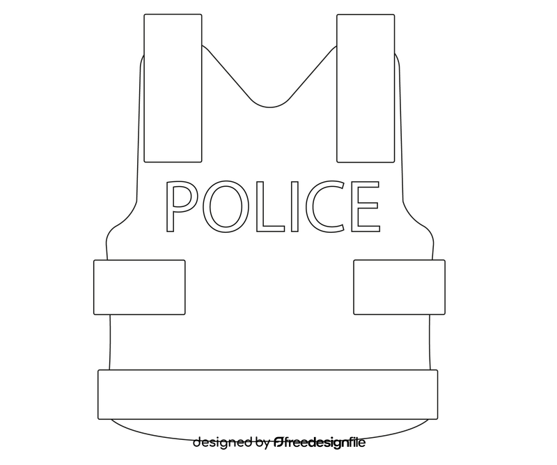 Police tactical vest black and white clipart