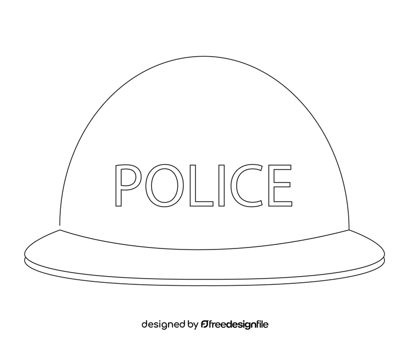 Police hat illustration black and white clipart