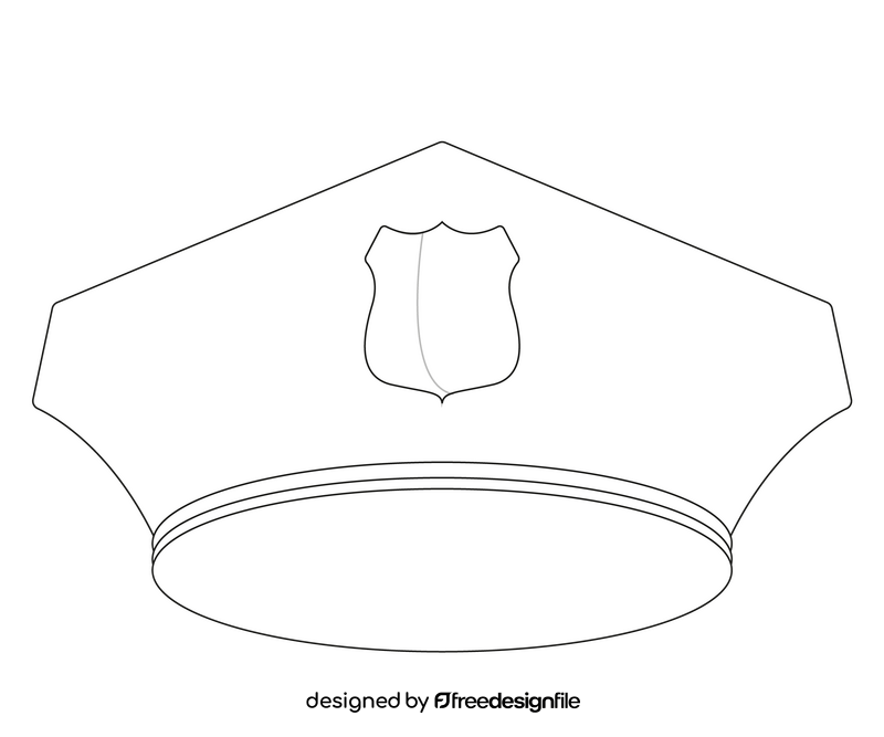Police hat black and white clipart