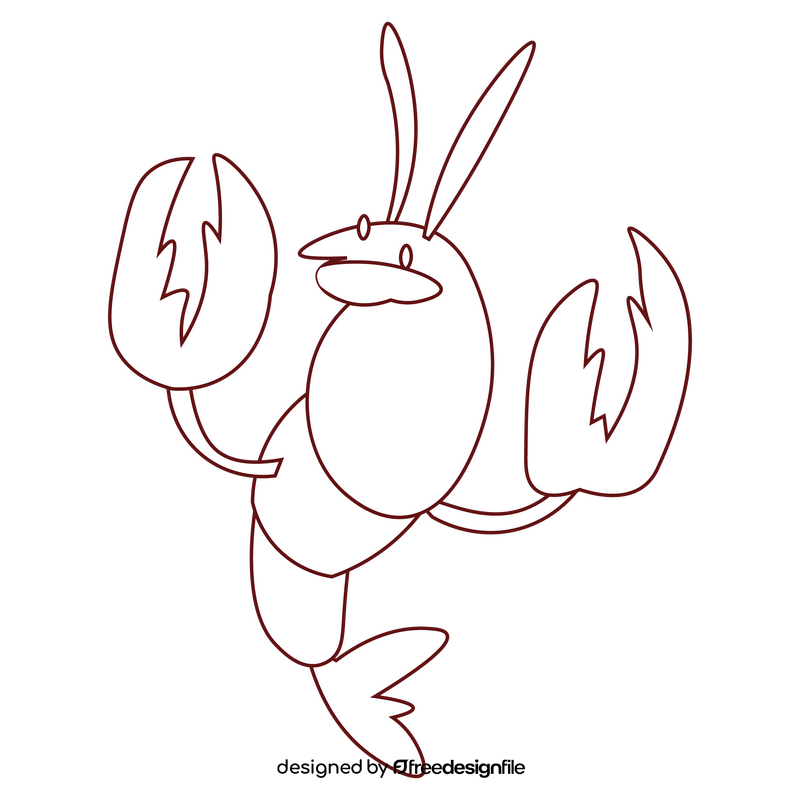 Shrimp lobster black and white clipart