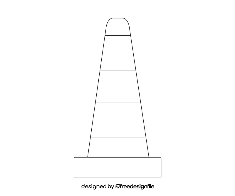 Cartoon traffic cone black and white clipart