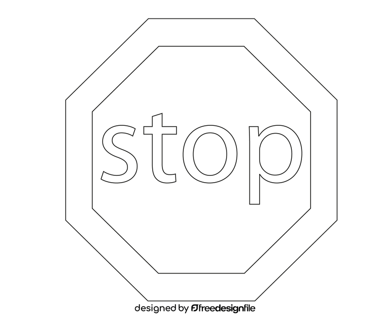 Stop traffic sign cartoon black and white clipart free download