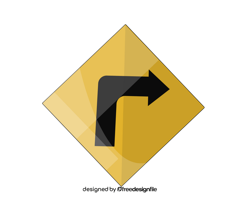 Turn right yellow traffic sign clipart