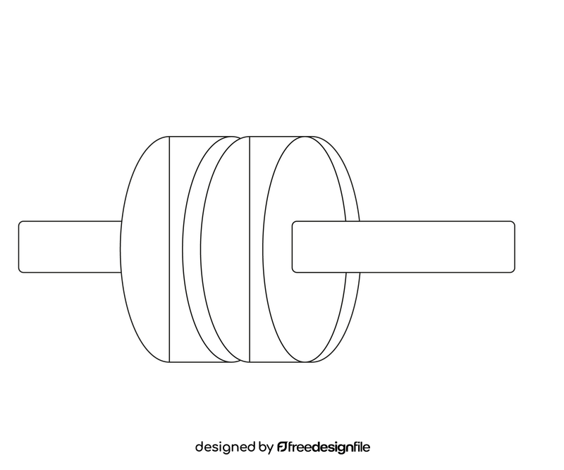 Abdominal wheel, ab roller free black and white clipart
