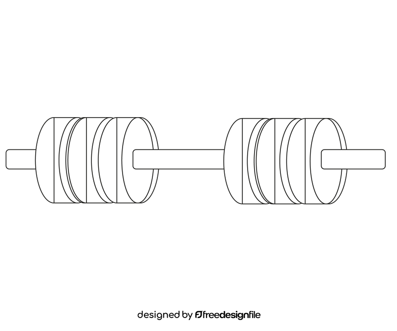 Gym barbell illustration black and white clipart