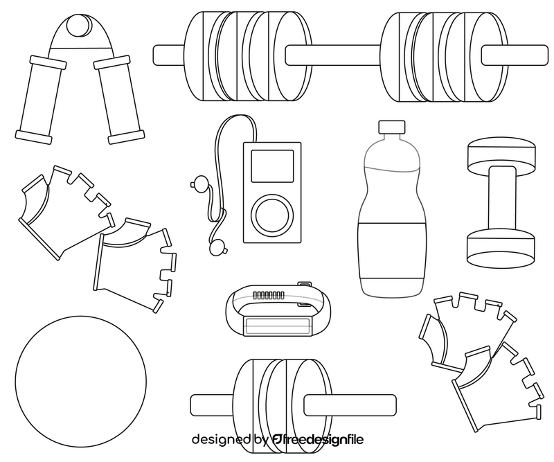 Sports equipment black and white vector
