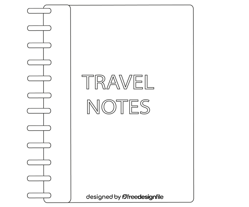 Travel notebook black and white clipart