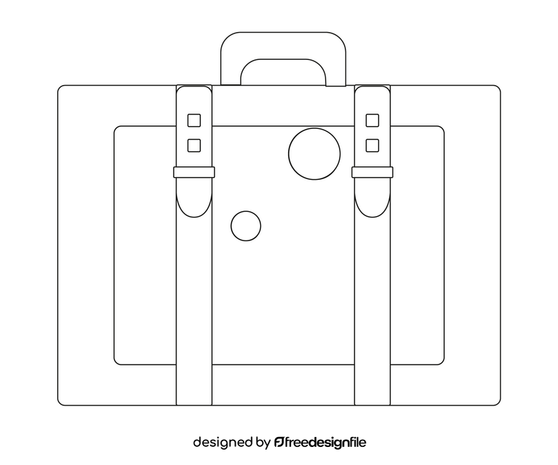 Cartoon travel suitcase black and white clipart